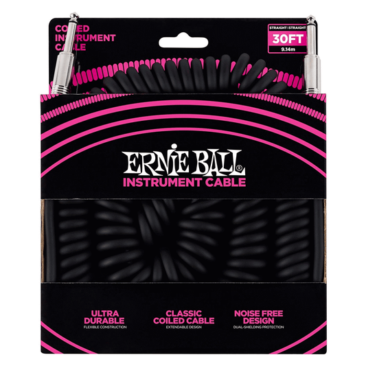 Ernie Ball Coil Instrument Cable Straight/Straight 30ft, Black