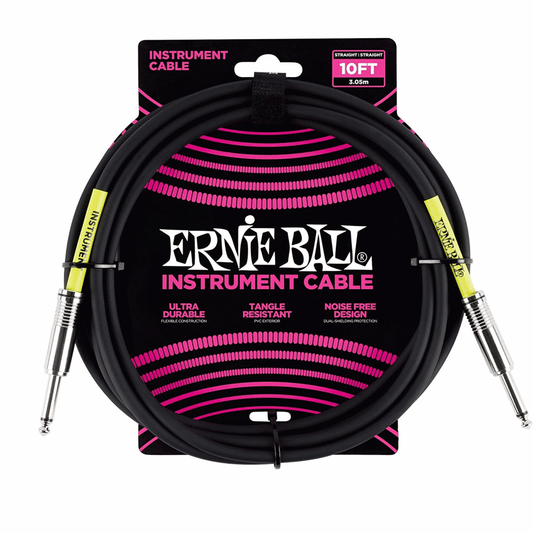 Ernie Ball Instrument Cable Straight/Straight 10ft, Black