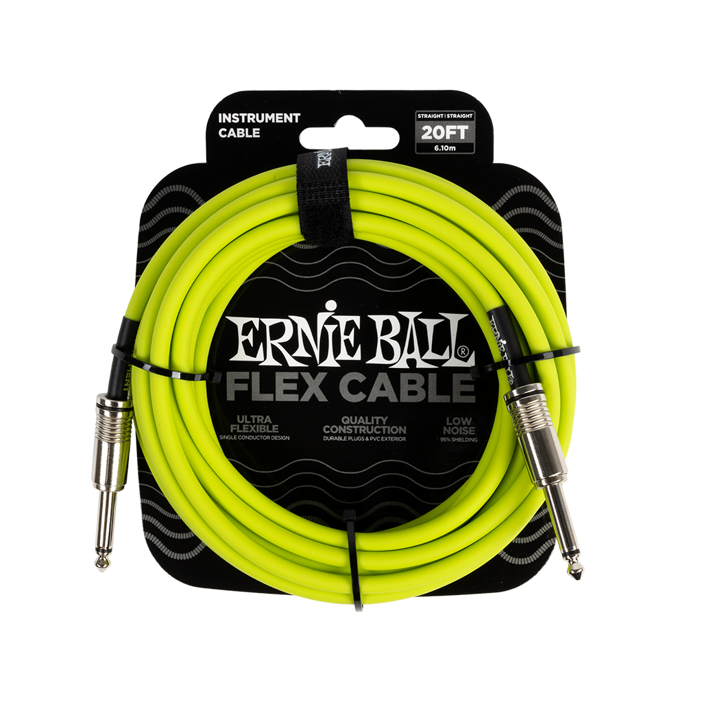 Ernie Ball Flex Instrument Cable Straight/Straight 20ft, Green