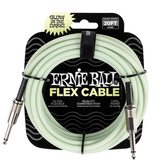 Ernie Ball Flex Instrument Cable Straight/Straight 20ft, Glow In The Dark