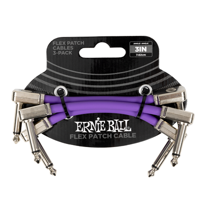 Ernie Ball Flex Patch Cable 3 Inch, 3-Pack, Purple