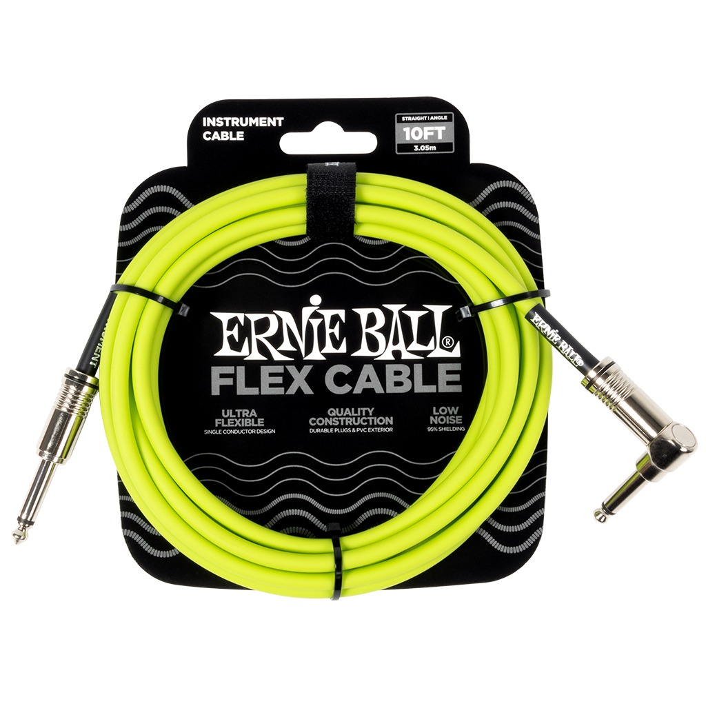 Ernie Ball Flex Instrument Cable Straight/Angle 10ft, Green