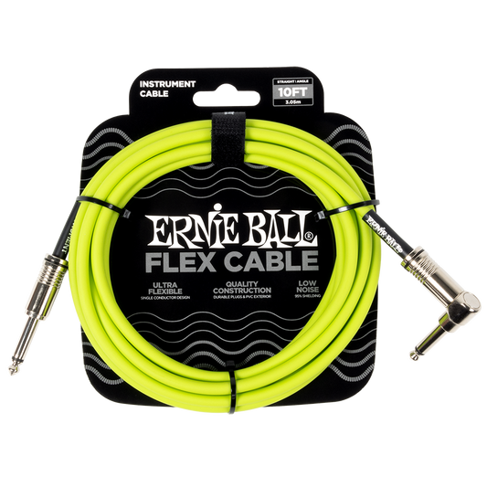 Ernie Ball Flex Instrument Cable Straight/Angle 10ft, Green