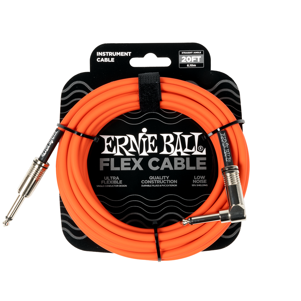 Ernie Ball Flex Instrument Cable Straight/Angle 20ft, Orange