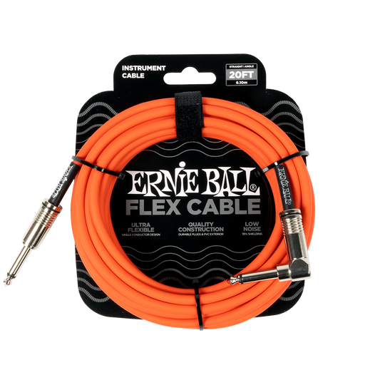 Ernie Ball Flex Instrument Cable Straight/Angle 20ft, Orange