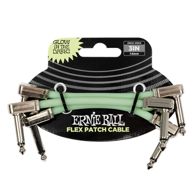 Ernie Ball Flex Patch Cable 3 Inch, 3-Pack, Glow In The Dark